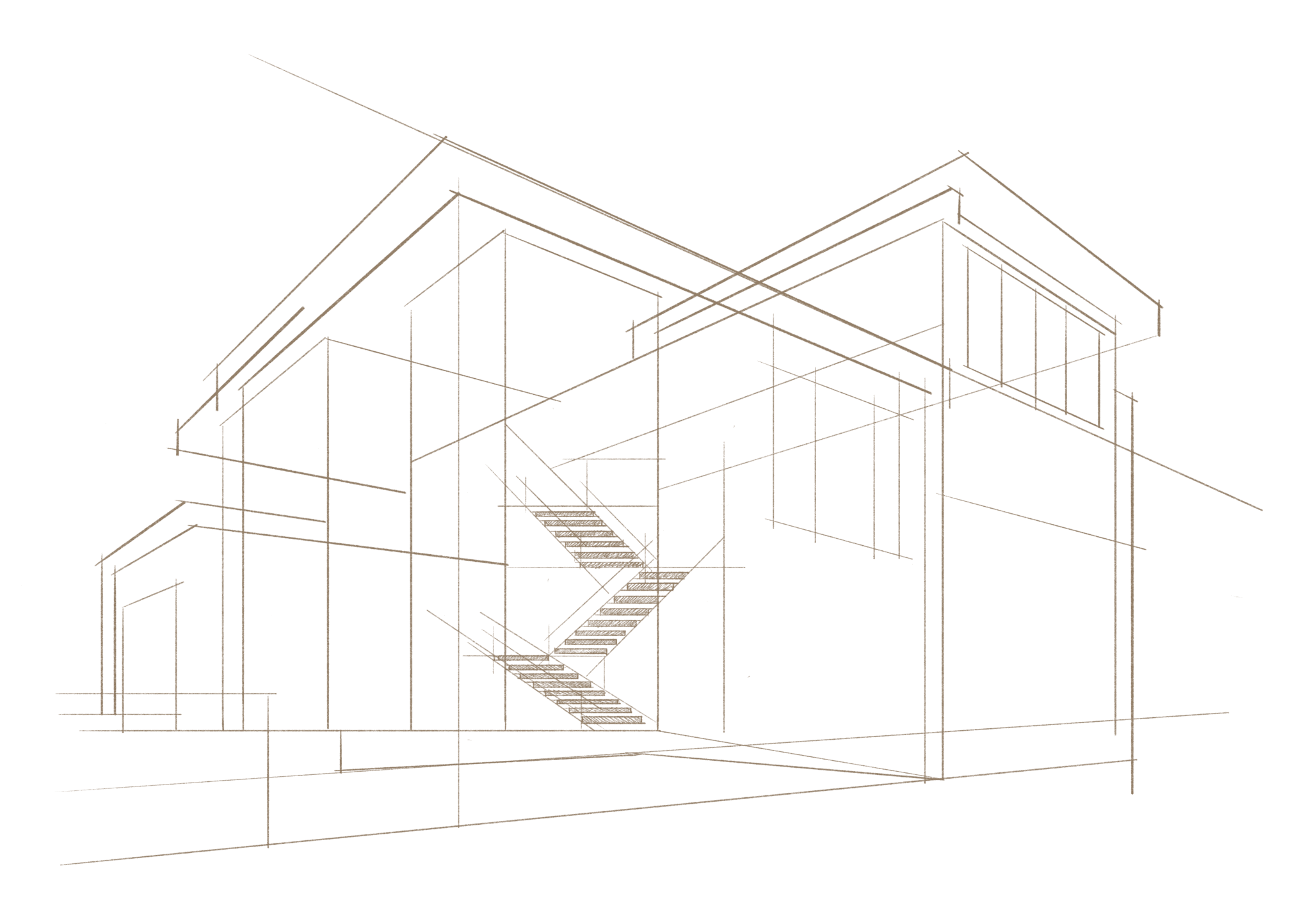 Architectural House Sketch Blueprint